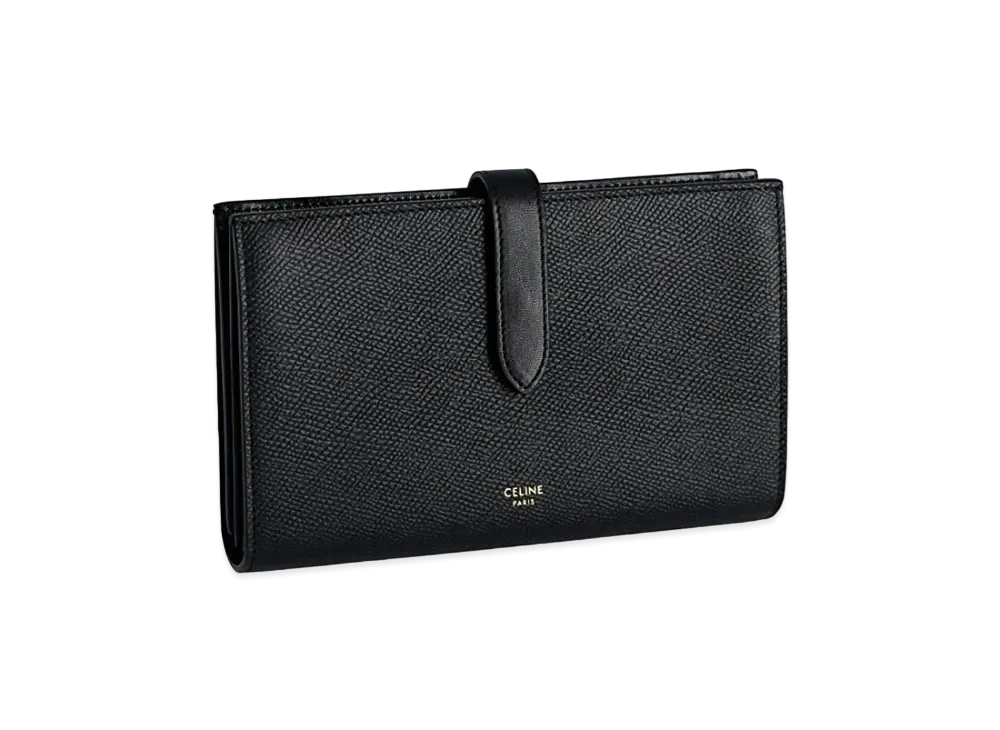 CELINE Leather Strap Wallet "Black"