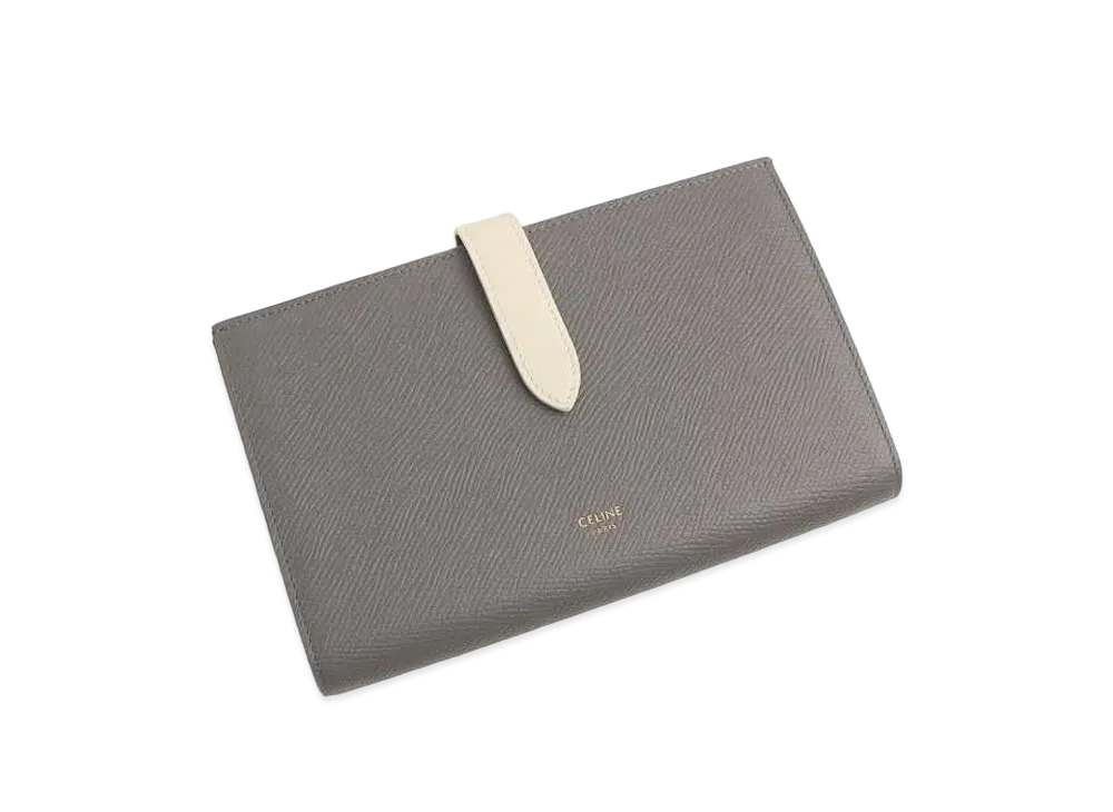 CELINE Leather Strap Wallet "Gray"