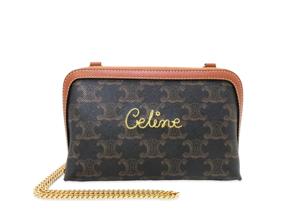 CELINE Clutch With Chain/Triomphe Canvas