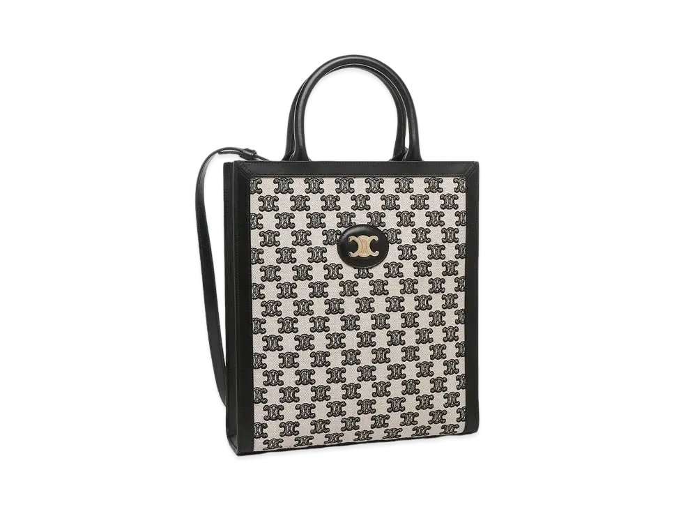 CELINE Small Cabas Vertical in Textile with Triomphe Embroidery