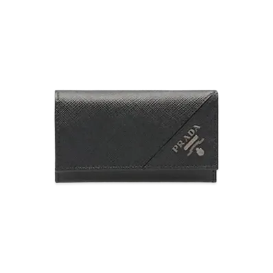 PRADA Saffiano Leather Key Case "Black"
