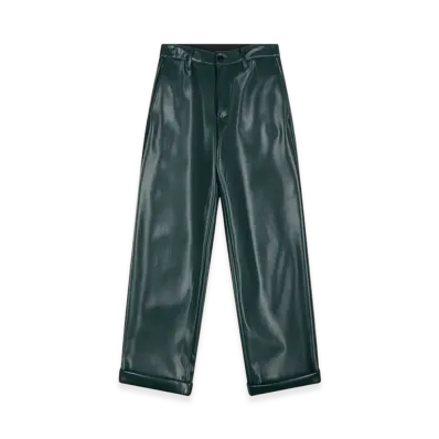 MM6 Maison Margiela Women's Faux Leather Trousers "Petrol Green"