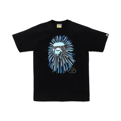 A BATHING APE Ape Head Firework Tee #1 "Black/Blue"