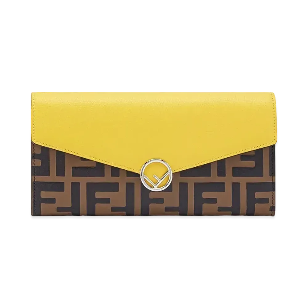 FENDI Continental Purse Leather Wallet "Brown"