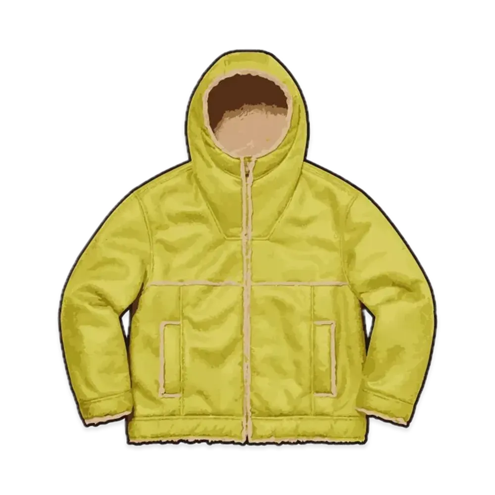 Supreme Faux Shearling Hooded Jacket "Citrus"