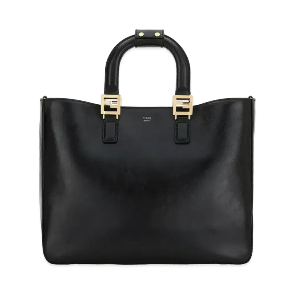 FENDI FF Tote Leather Tote Bag "Black"