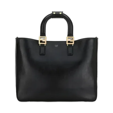 FENDI FF Tote Leather Tote Bag "Black"