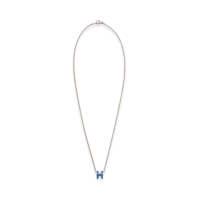 Hermes Mini Pop H Pendant "Rose Gold/Blue Saphir"