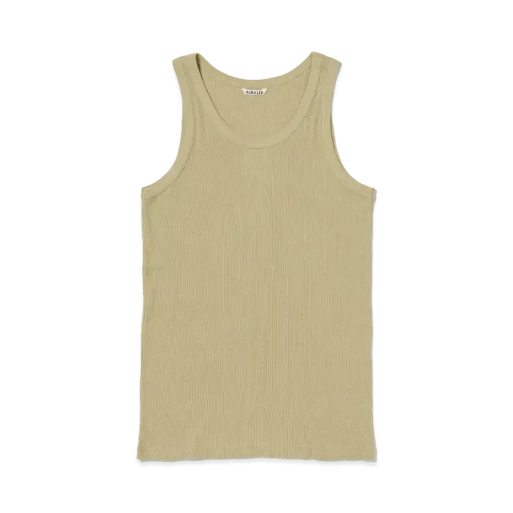 AURALEE Organic Soft Rib Tank "Khaki Beige"