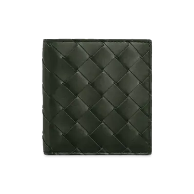 Bottega Veneta Intrecciato Calfskin Bi-fold Compact Wallet "Camping/Bubble Gum"