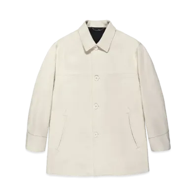 WACKO MARIA Leather Car Coat "Off White"
