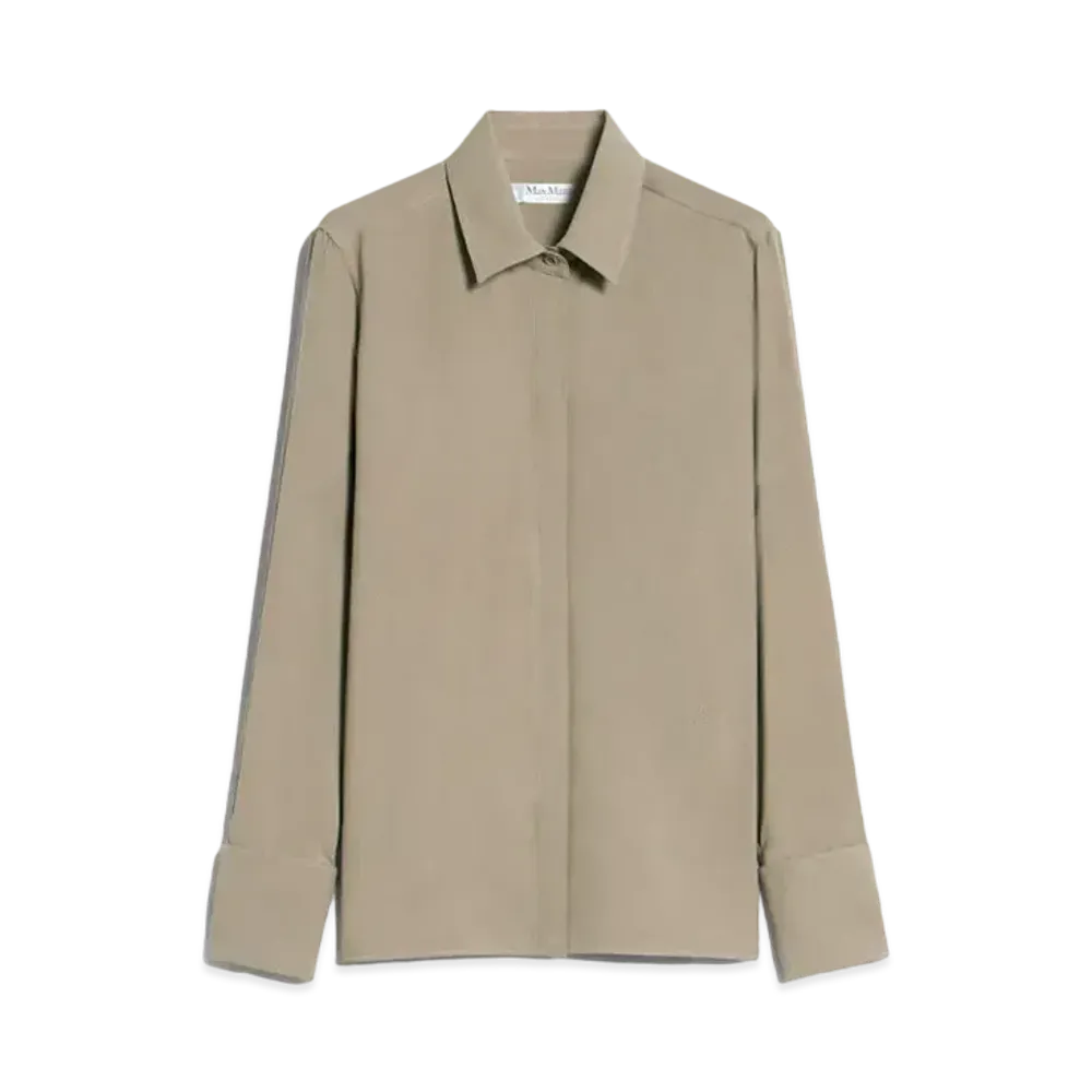 Max Mara Candia Pure Silk Classic Shirt "Khaki"