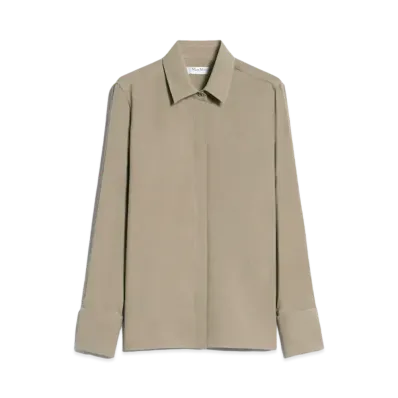 Max Mara Candia Pure Silk Classic Shirt "Khaki"