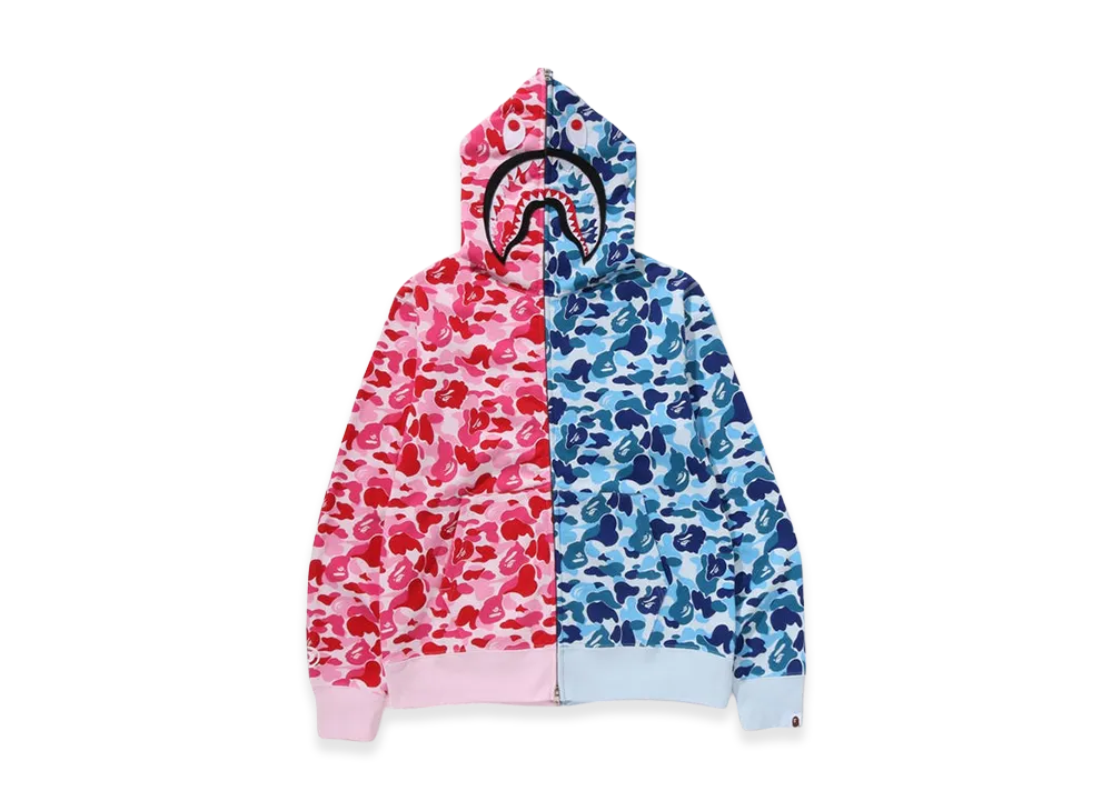 A BATHING APE Abc Camo Separate Shark Full Zip Hoodie "Pink/Blue"