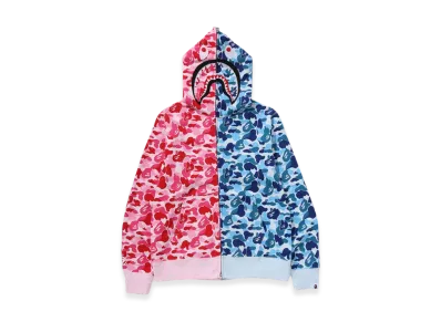 A BATHING APE Abc Camo Separate Shark Full Zip Hoodie "Pink/Blue"