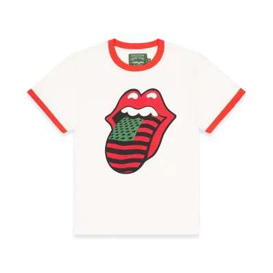 DENIM TEARS Rolling Stones Ringer Tee "White"