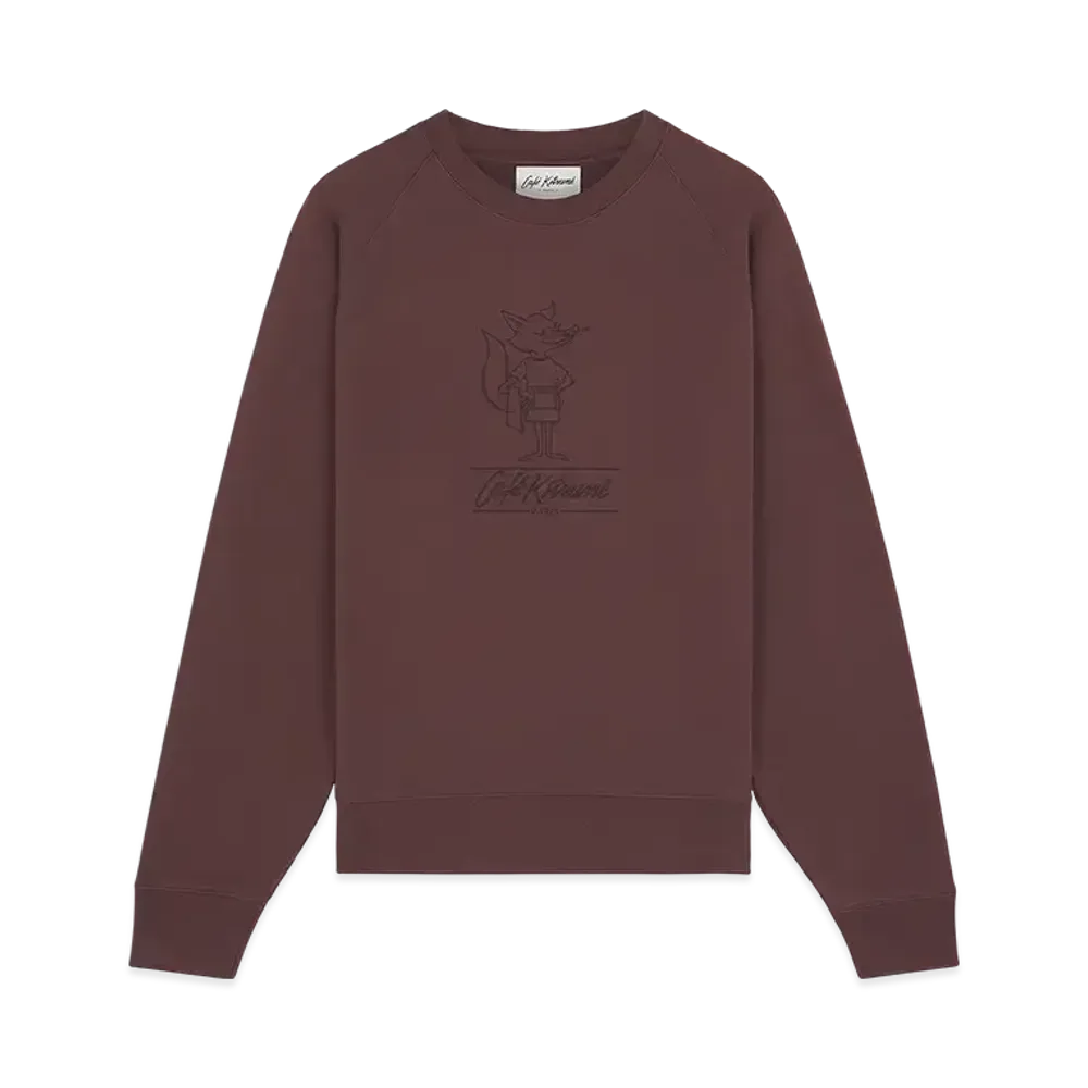 Maison Kitsune Cafe Kitsune Festive Barista Fox Oversize Raglan Sweatshirt "Americano"