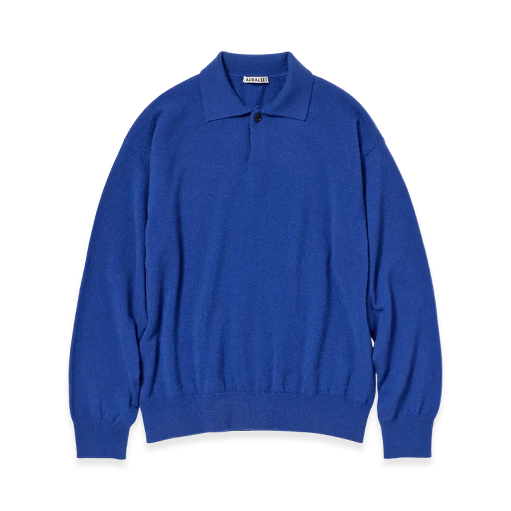 AURALEE Baby Cashmere Knit Polo "Royal Blue"