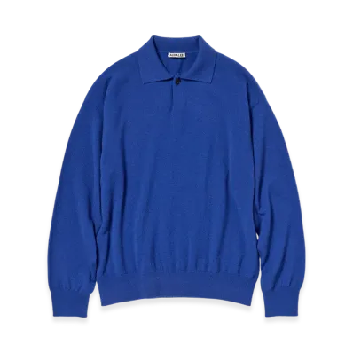 AURALEE Baby Cashmere Knit Polo "Royal Blue"
