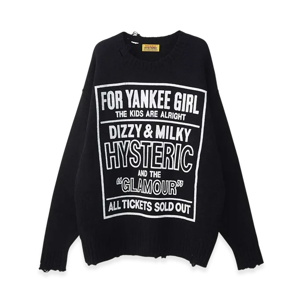 HYSTERIC GLAMOUR Dizzy & Milky Crash Sweater "Black"