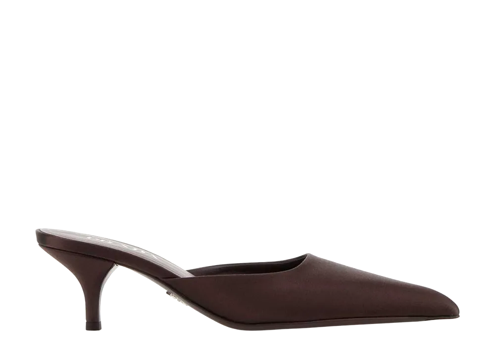 PRADA Women's Satin Mules "Burgundy"