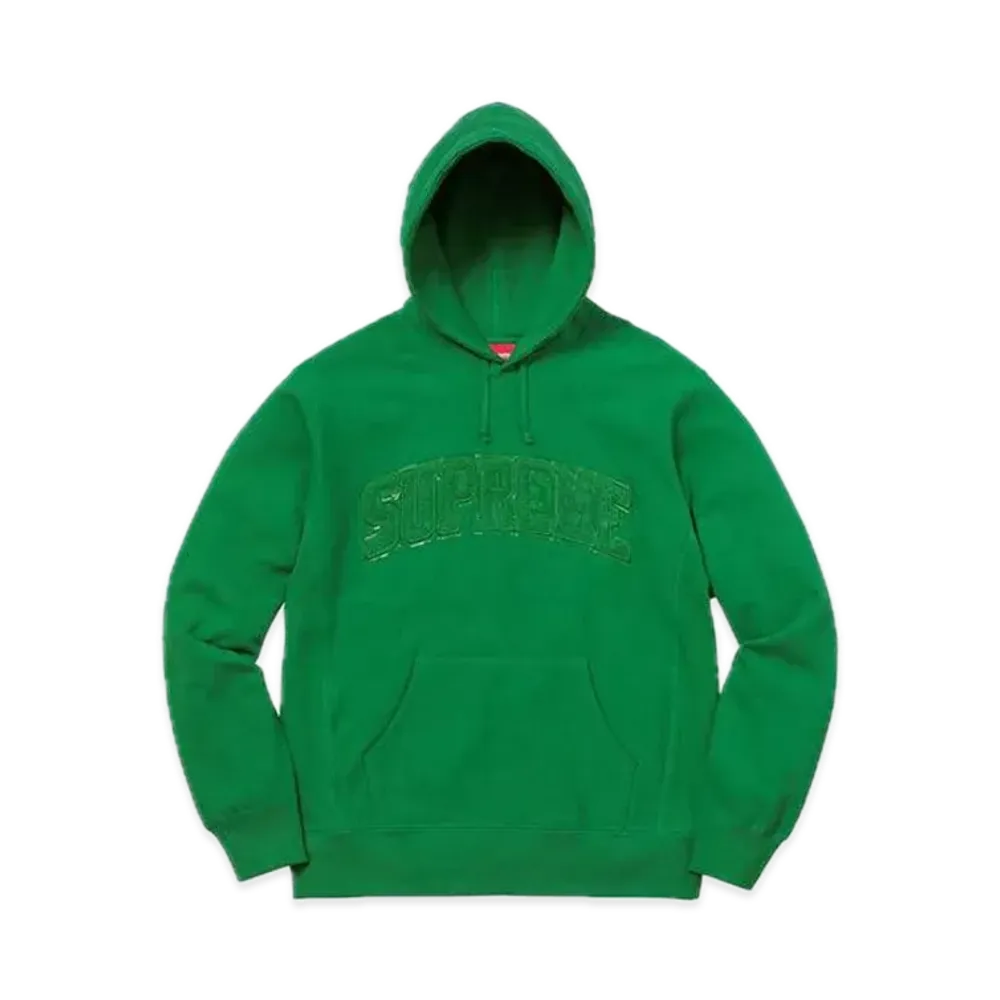 Supreme Patent Chenille Arc Logo Hooded Sweatshirt "Kelly Green"