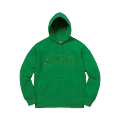 Supreme Patent Chenille Arc Logo Hooded Sweatshirt "Kelly Green"