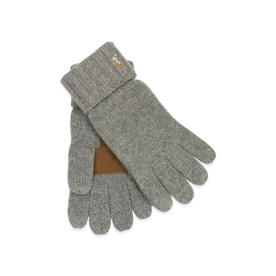 Polo Ralph Lauren Signature Merino Touch Glove With Leather Patch "Grey"