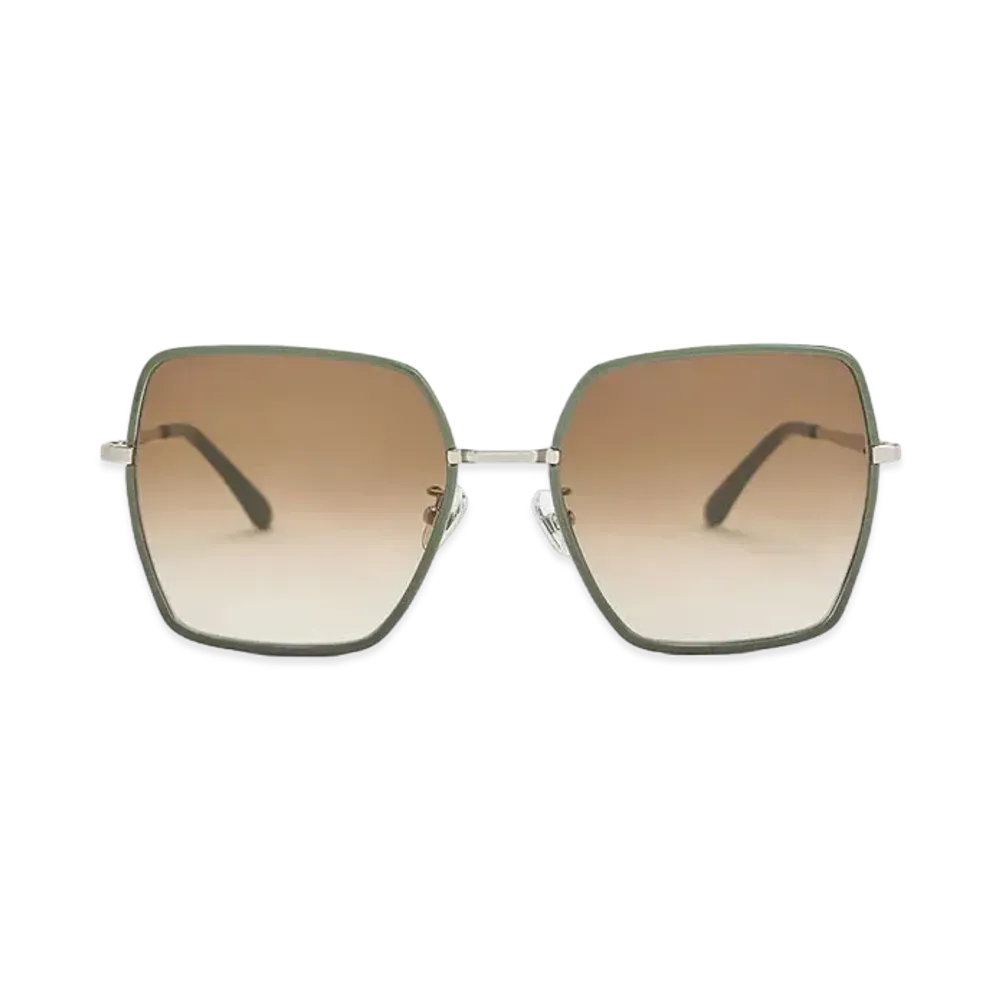 CHARLES & KEITH Recycled Acetate Tin-Rim Wide Square Sunglasses "Green"
