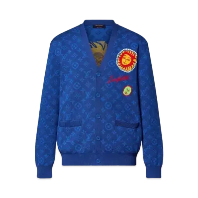 Louis Vuitton x Yayoi Kusama Monogram Faces Knitted Cardigan My Eternal Soul "Bleu Nuit Fonce"