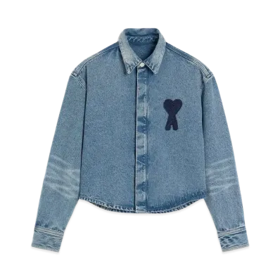 AMI PARIS Amidoucourt Cropped Shirt "UsedBlue"