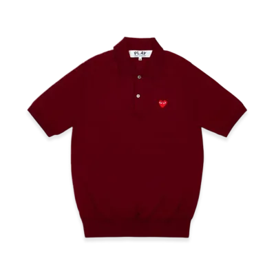 PLAY COMME des GARCONS Knitted Polo Shirt With Red Medium Emblem "Burgundy"