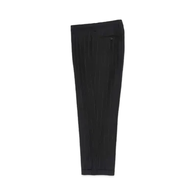 WACKO MARIA DORMEUIL / Striped Pleated Trousers (type-2) , Straight Trousers "Black"