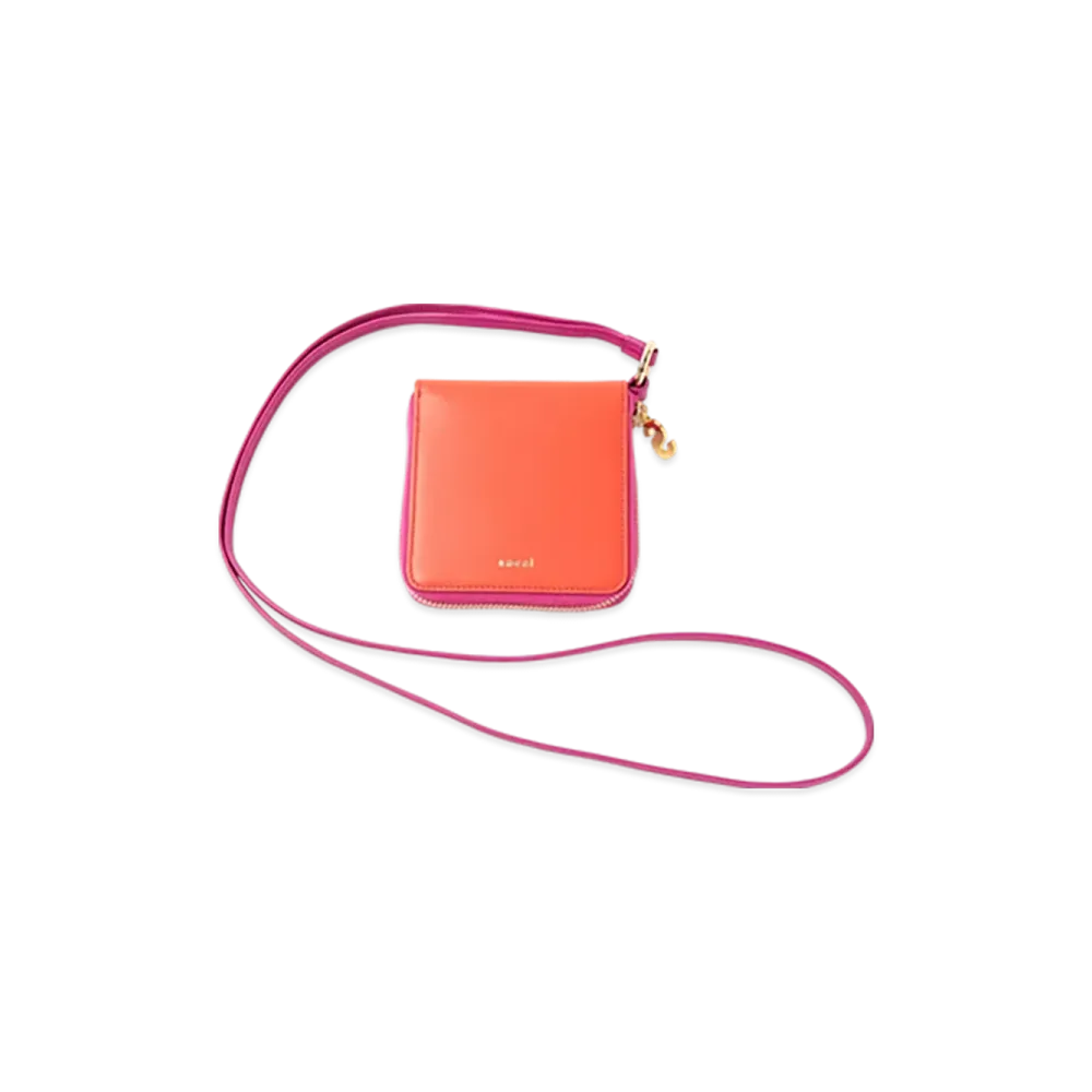 sacai Bicolor Half Fold Wallet "Orange/Pink"