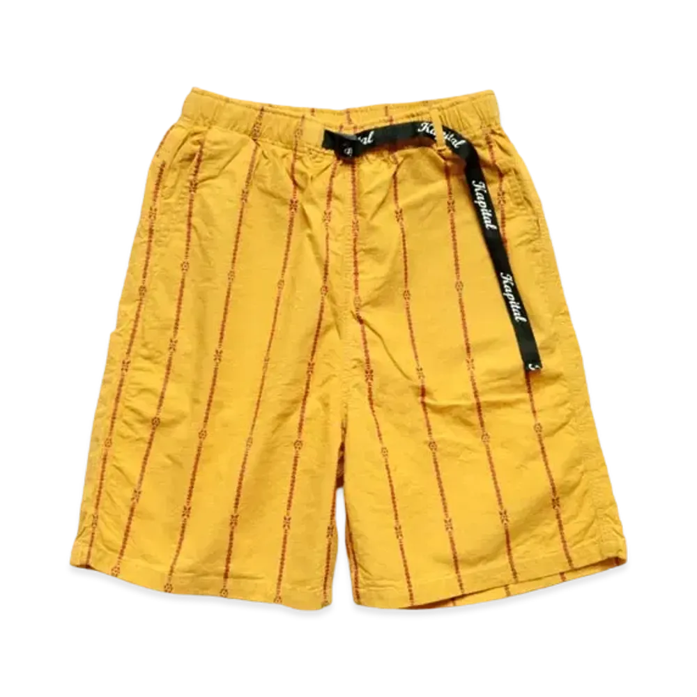 KAPITAL COTTON SHAM STRIPE EASY SHORT PANTS "Yellow"