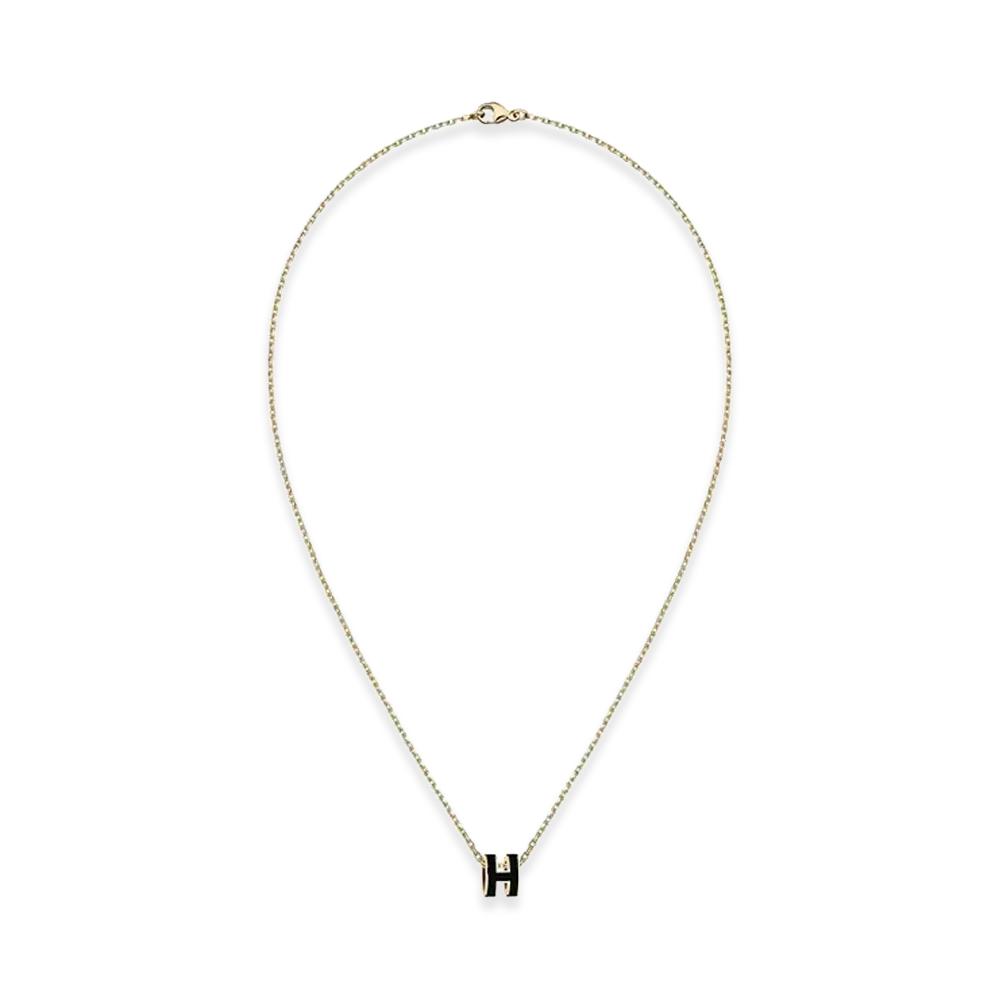 Hermes Mini Pop H Pendant "Noir/Gold"