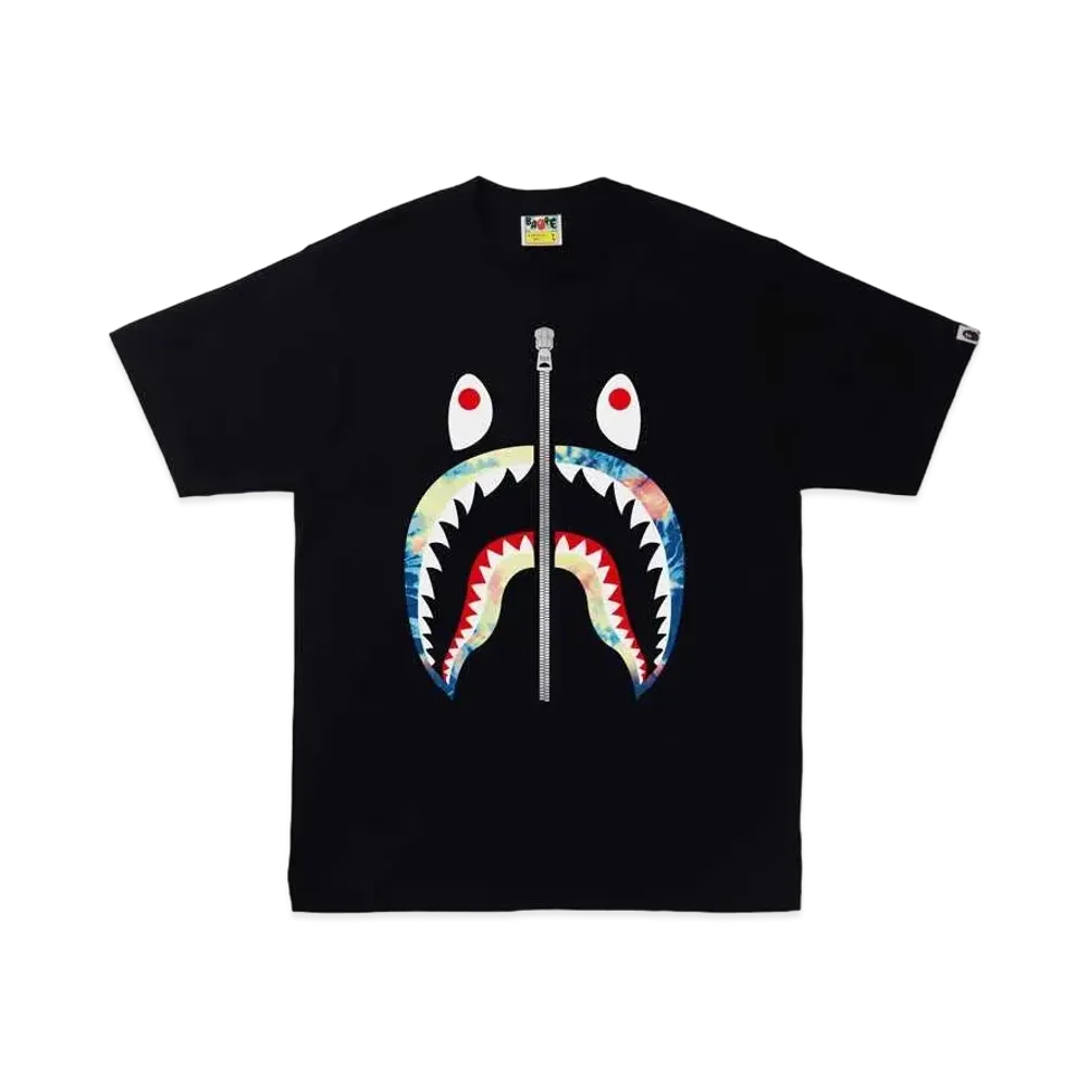 A BATHING APE TIE DYE SHARK TEE "Black Multi"