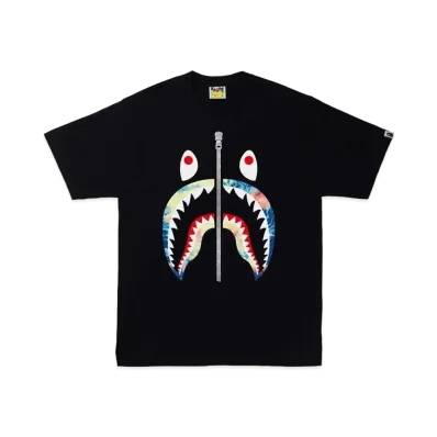 A BATHING APE TIE DYE SHARK TEE "Black Multi"