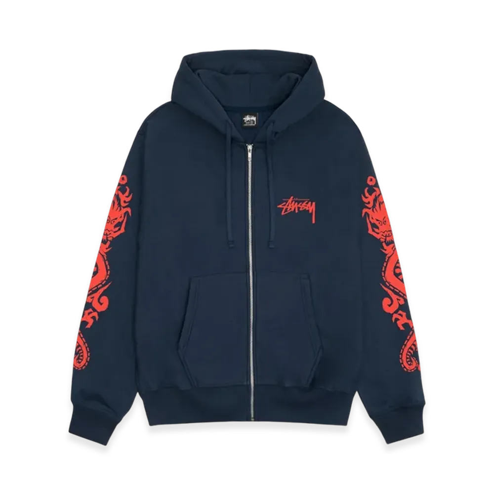 Stussy Dragons Zip Hoodie "Navy"