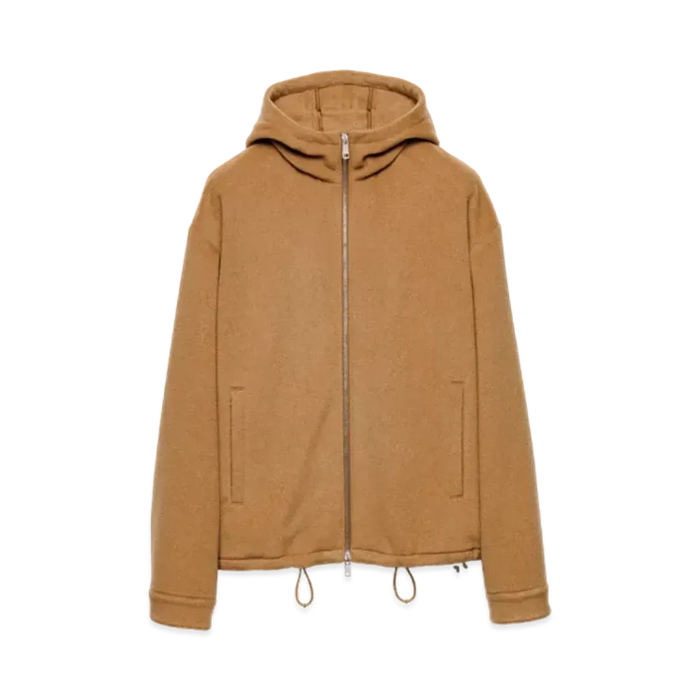 PRADA Men's Camel Hair Hoodie Jacket "Beige"
