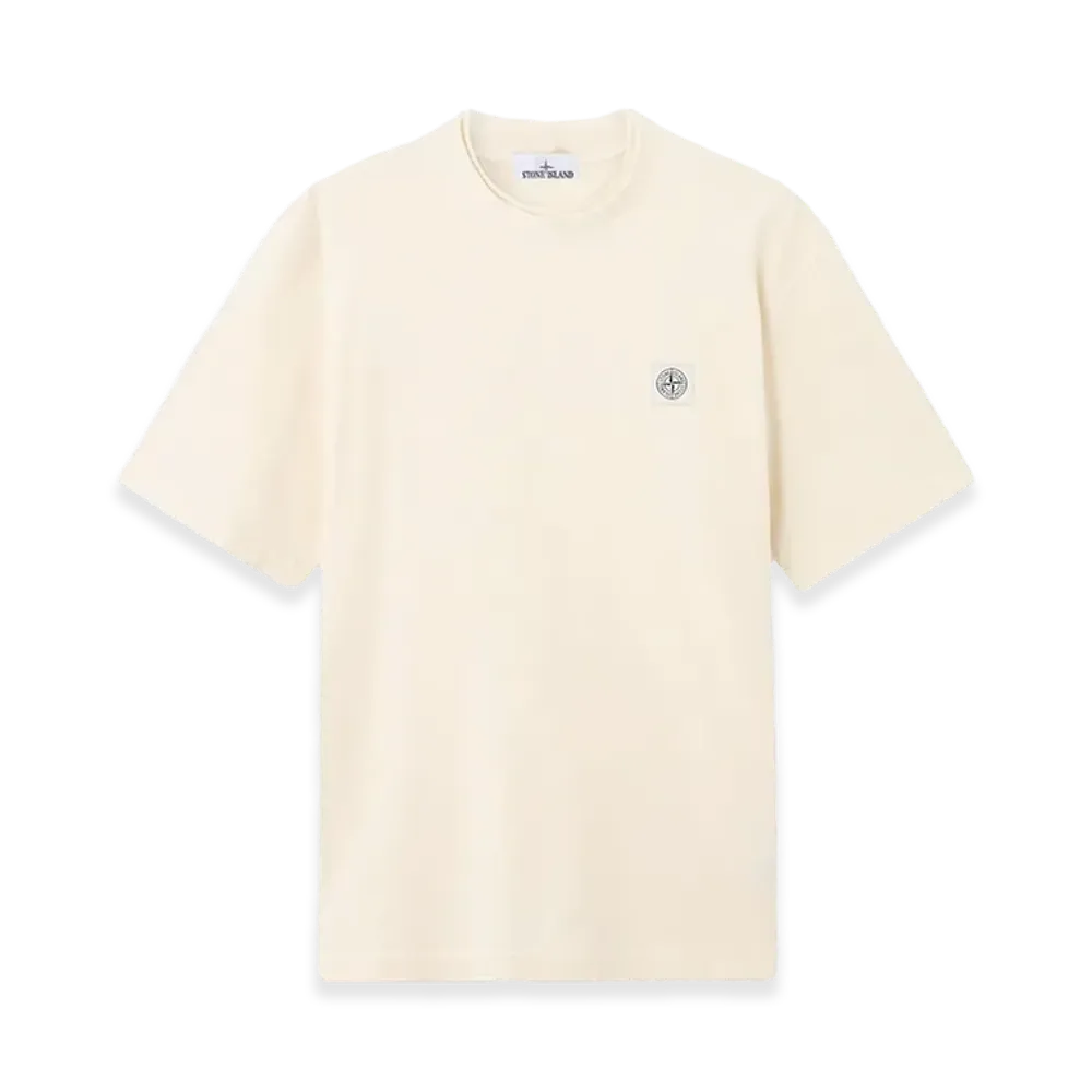 Stone Island Combed Cotton Old Effect T-Shirt With Compass Patch "White"