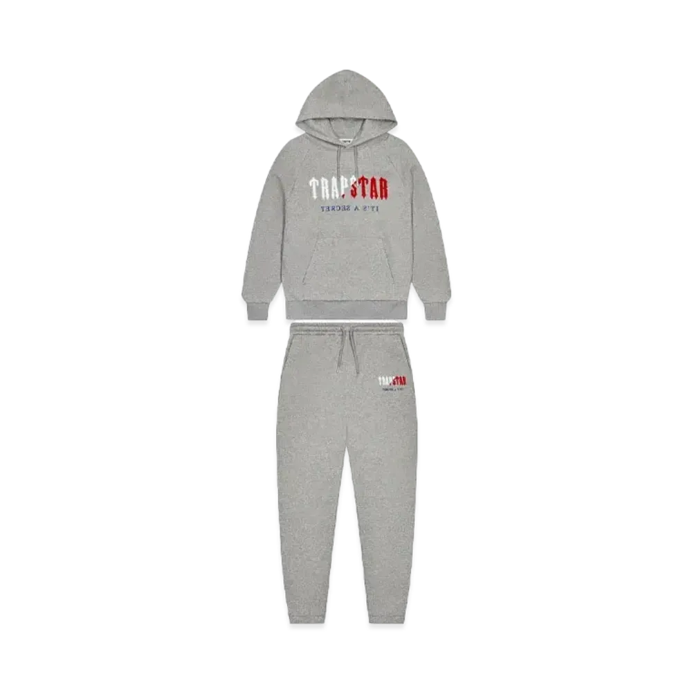 TRAPSTAR Decoded Chenille Hooded Tracksuit "Grey/Blue/Red"