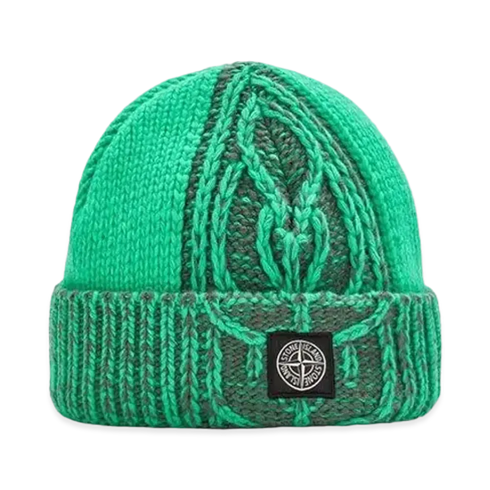 Stone Island N18D8 LAMBSWOOL WITH ARAN MOTIF "Green"