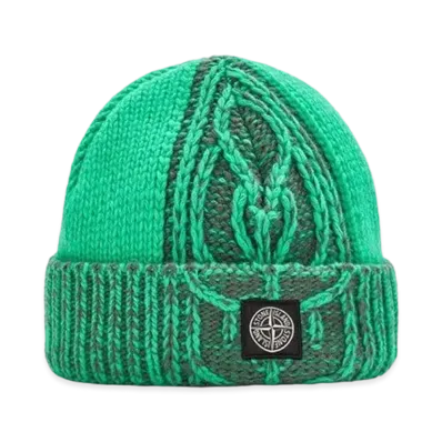 Stone Island N18D8 LAMBSWOOL WITH ARAN MOTIF "Green"