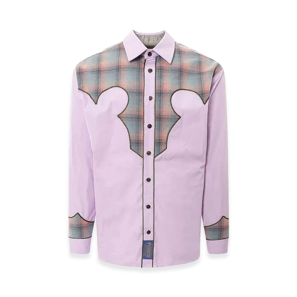 Maison Margiela Cotton Shirt With Insert With Madras Motif "Purple"