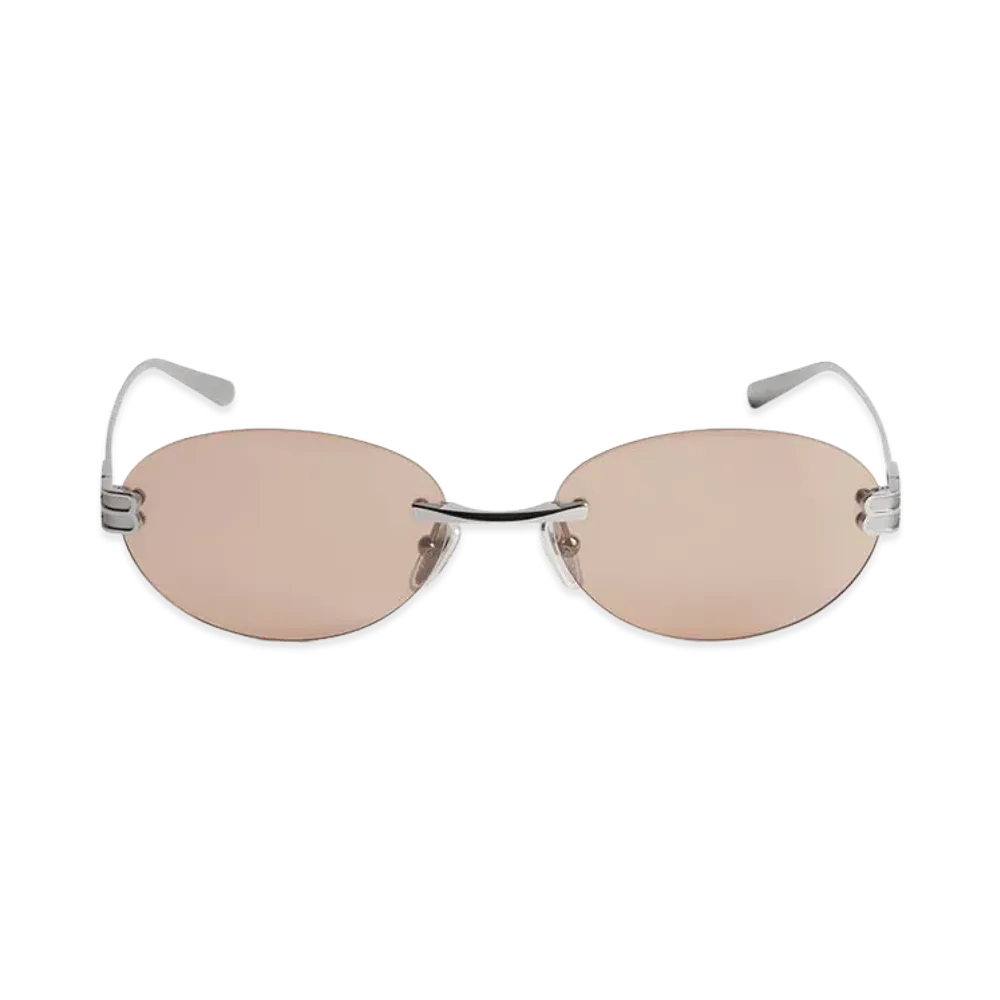 BALENCIAGA Gossip Oval AF Sunglasses "Dark Ruthenium/Brown"