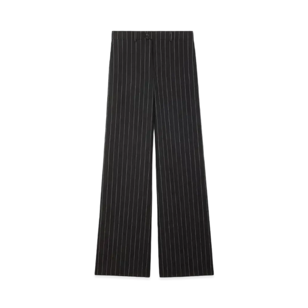 CELINE Flared Surf Pants In Striped Wool "Black/Off White"