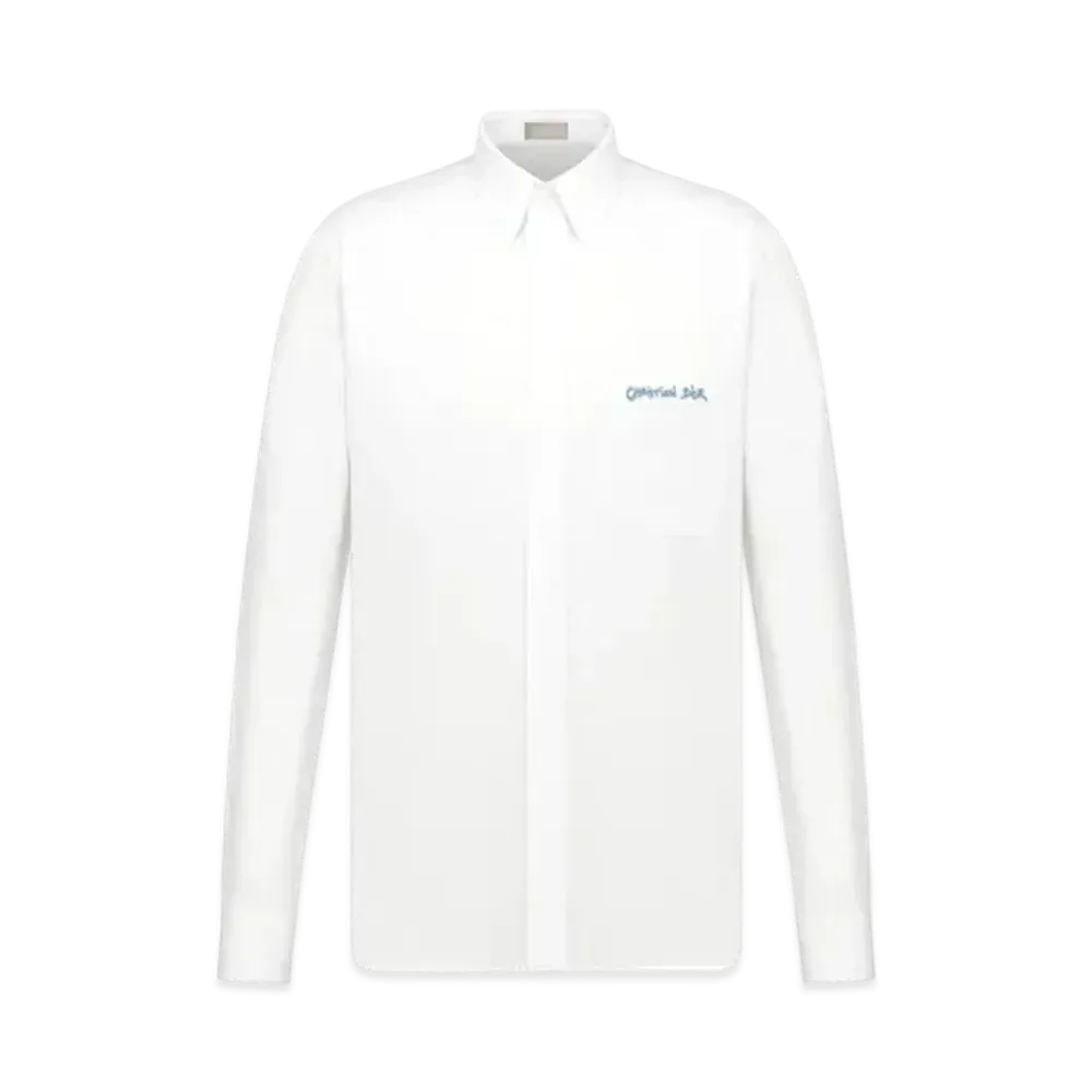 Dior Christian Dior Tag Embroidery Shirt Cotton Poplin "White"