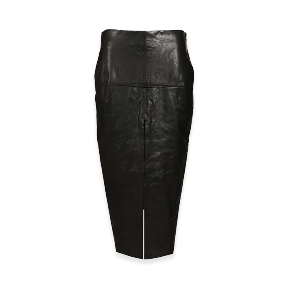 Rick Owens Women's Leather Long Skirt "Black"