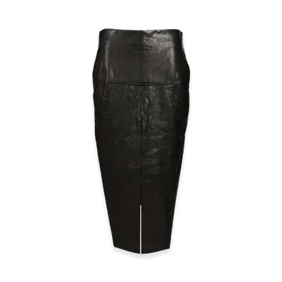 Rick Owens Women's Leather Long Skirt "Black"